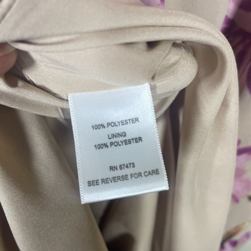 Taylor Women's Sleeveless Floral Maxi Dress Tie Waist Pink Tan Size: 6 - Picture 4 of 7